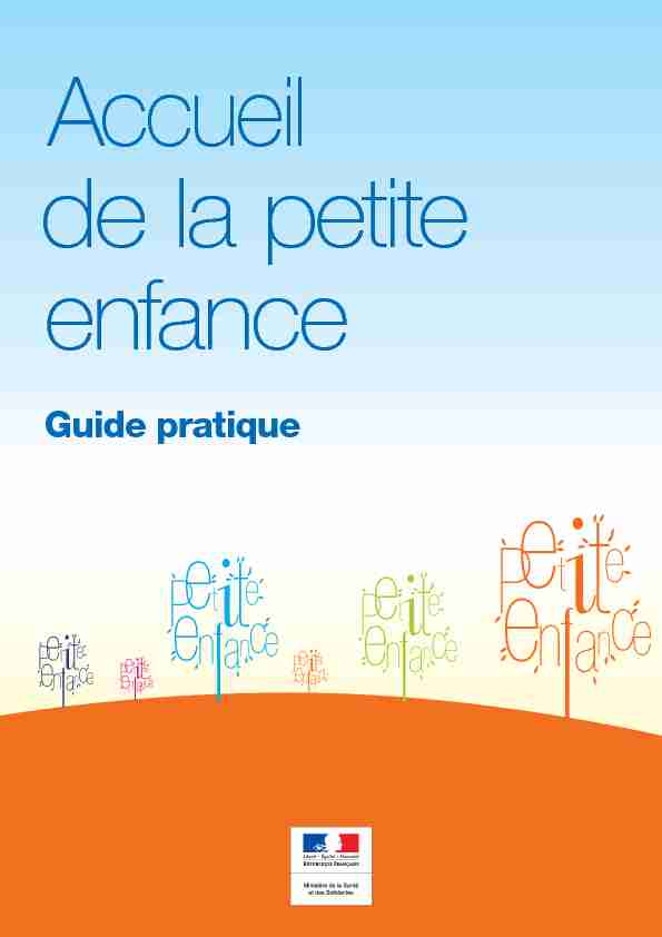 pdf Accueil de la petite enfance - Ministère du Travail du