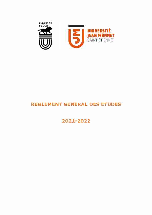 REGLEMENT GENERAL DES ETUDES 2021-2022