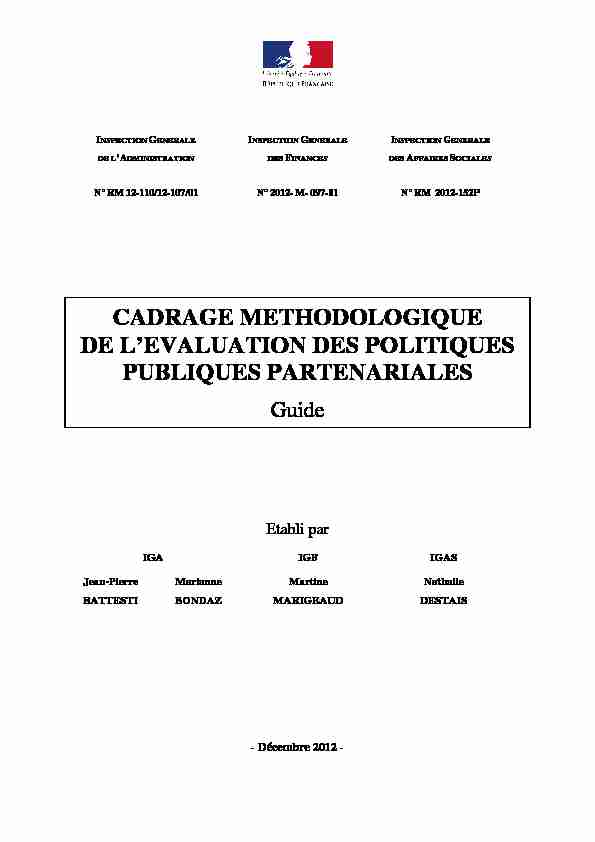 CADRAGE METHODOLOGIQUE DE LEVALUATION DES