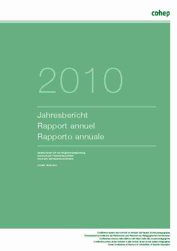 Jahresbericht Rapport annuel Rapporto annuale