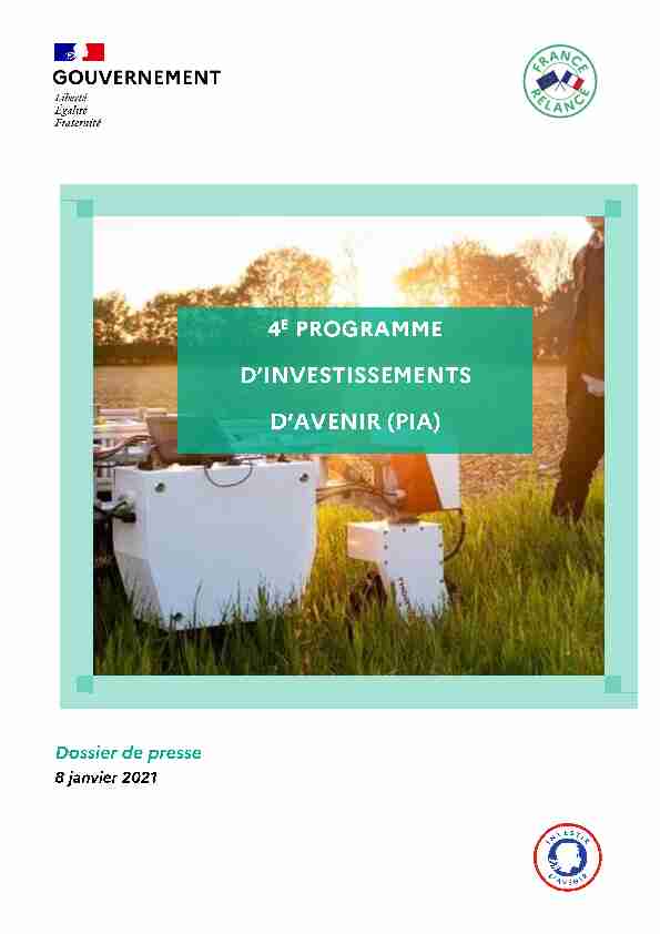 4ème programme dinvestissements davenir (PIA)