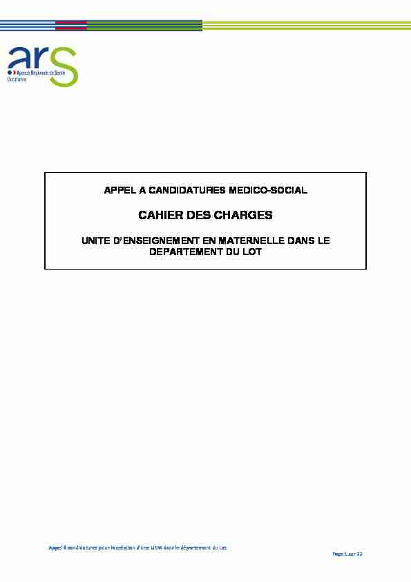 CAHIER DES CHARGES