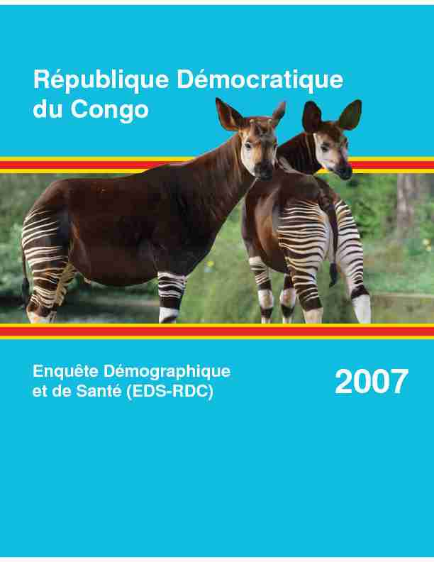 Republique Démocratique du Congo Enquête Démographique et