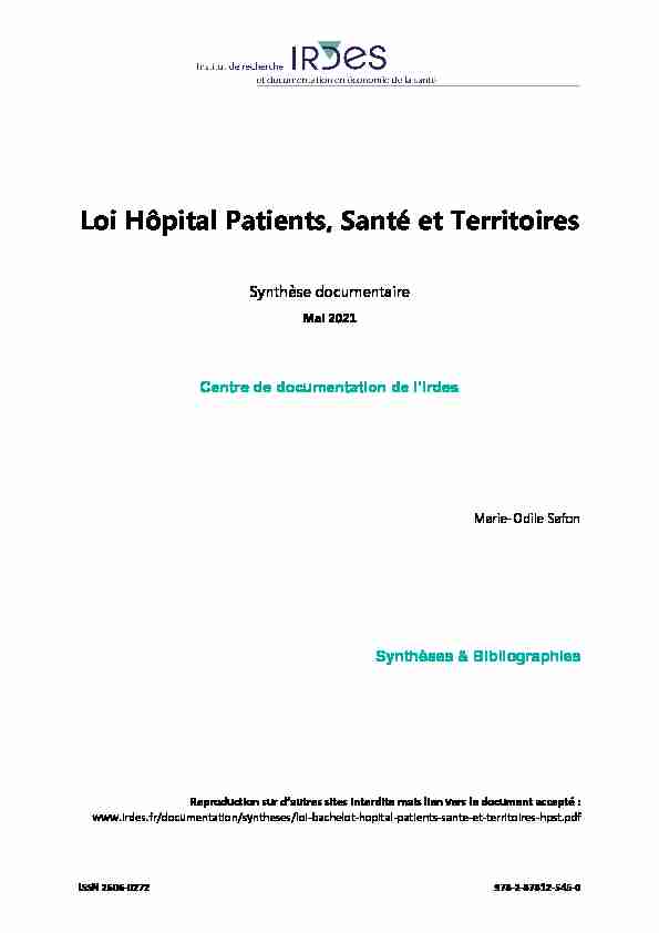 Loi Hôpital Patients Santé et Territoires