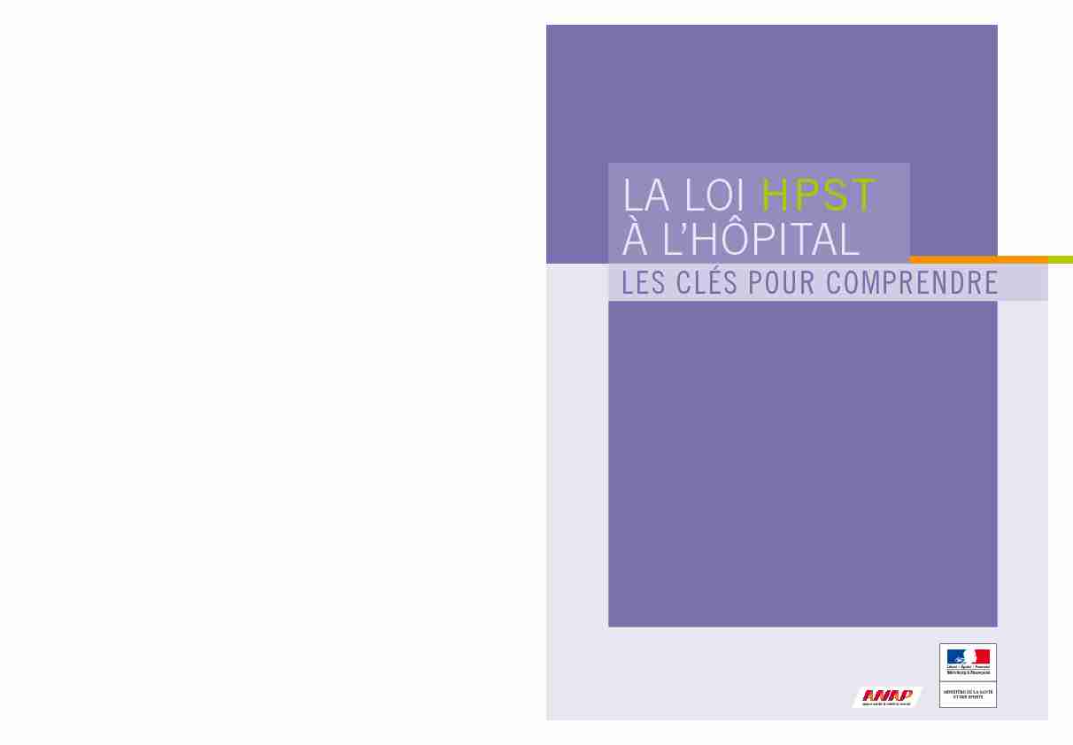 pdf La Loi HPST à L’hôpitaL - Ministère de la Santé et de