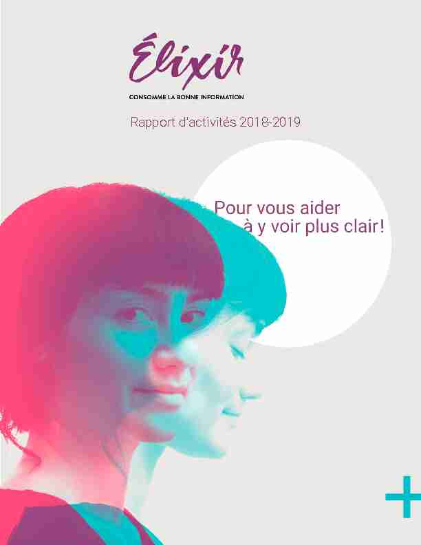 Élixir - Rapport dactivités 2018-2019