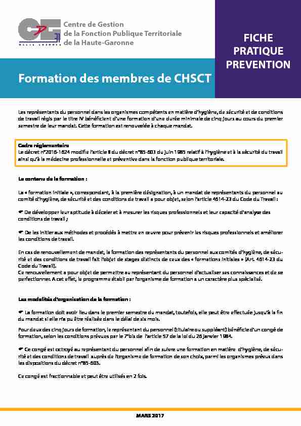 Formation des membres de CHSCT