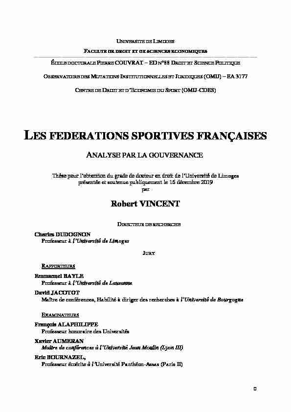 Les fédérations sportives françaises. Analyse par la gouvernance