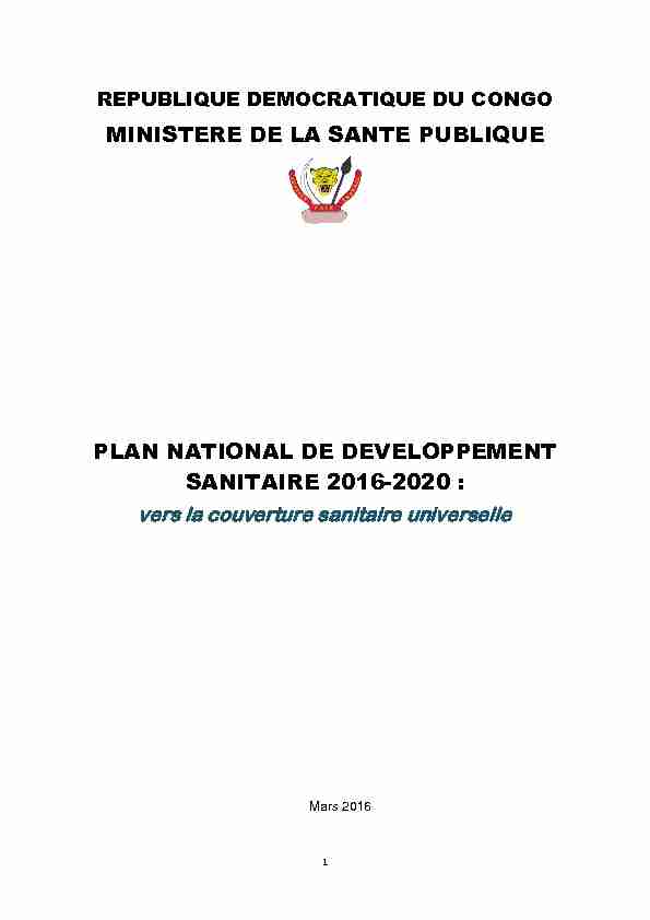 [PDF] Plan National de Développement Sanitaire 2016-2020 - Population