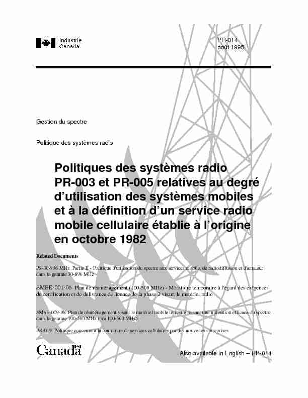 pr-014 - Politiques des systèmes radio PR-003 et PR-005 relatives