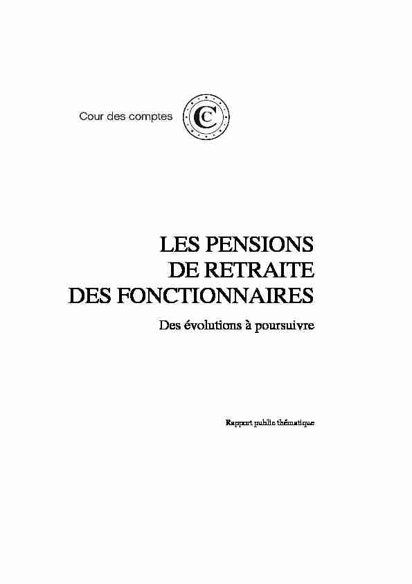 [PDF] RPT Les pensions de retraite des fonctionnaires - Vie publique