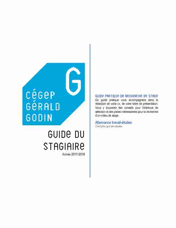 [PDF] Guide du stagiaire - Cégep Gérald-Godin