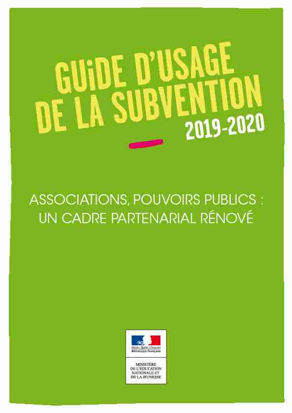 guide dusage de la subvention - 2019-2020