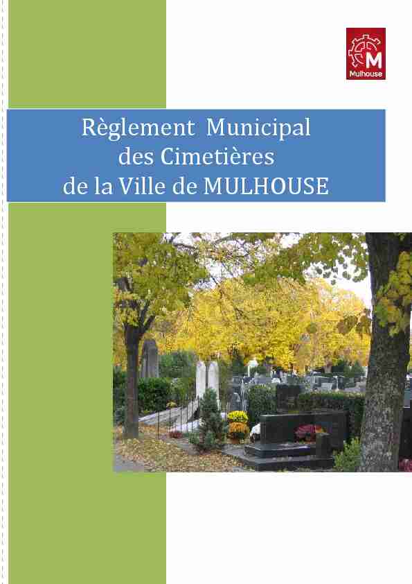 Règlement Municipal des Cimetières de la Ville de MULHOUSE