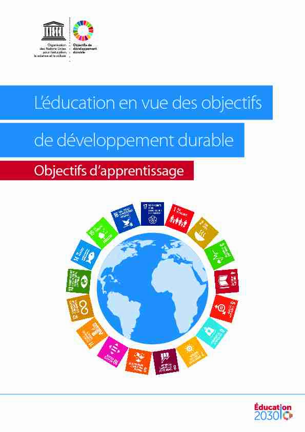 Léducation en vue des objectifs de développement durable