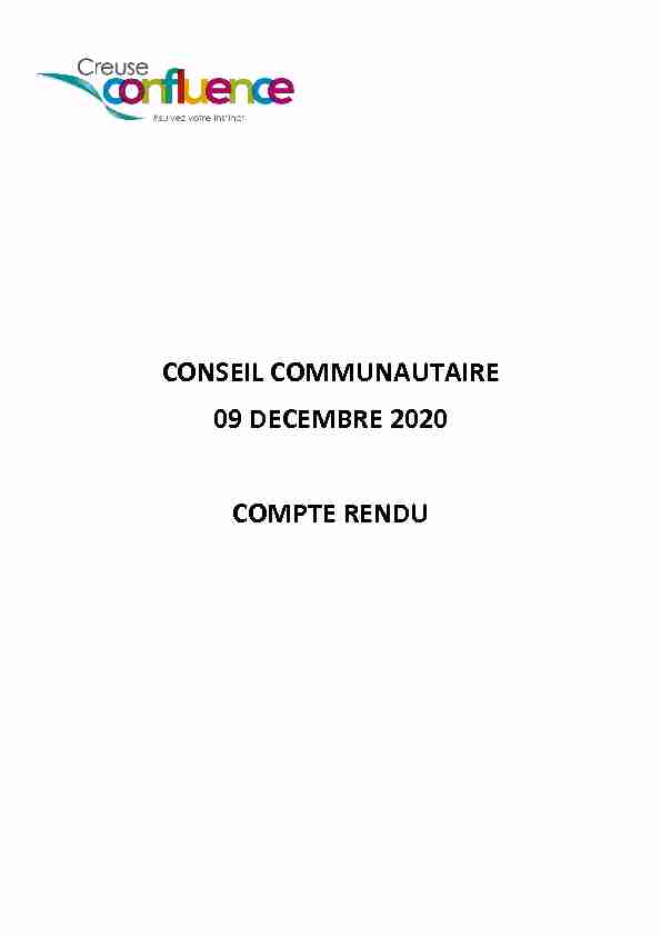 CONSEIL COMMUNAUTAIRE 09 DECEMBRE 2020 COMPTE