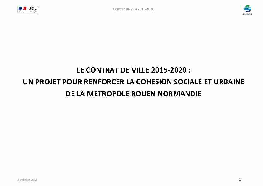 LE CONTRAT DE VILLE 2015-2020 : UN PROJET POUR
