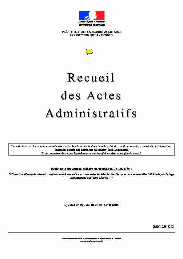 Recueil des Actes Administratifs