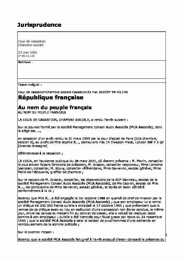 Jurisprudence République française