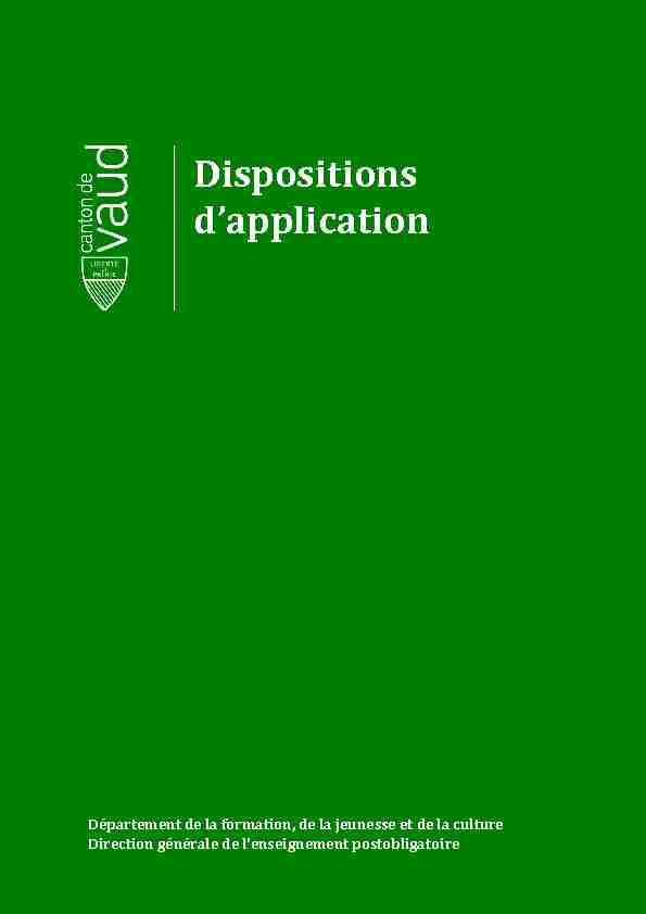 Dispositions dapplication