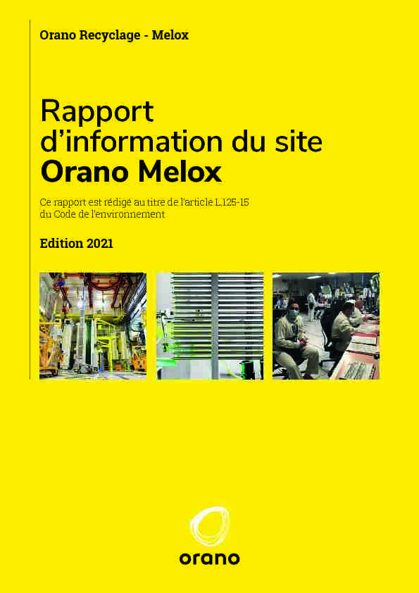 Rapport dinformation du site Orano Melox