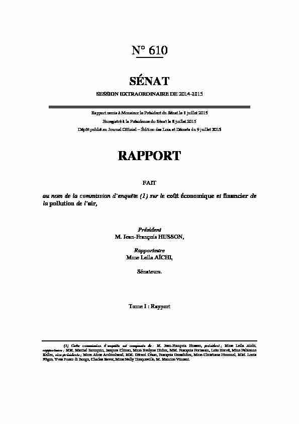 [PDF] Tome 1 pollution (15 juillet) - Sénat