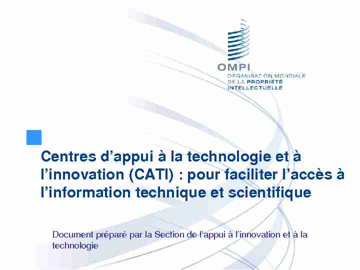 Centres d’appui à la technologie et à l’innovation (CATI