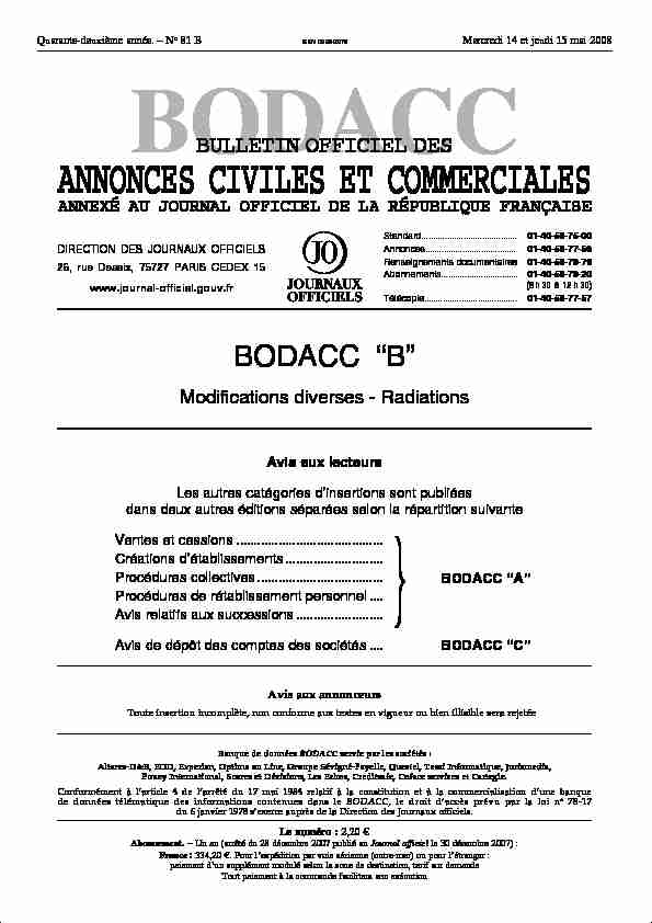 [PDF] bodacc bulletin officiel des annonces civiles et commerciales