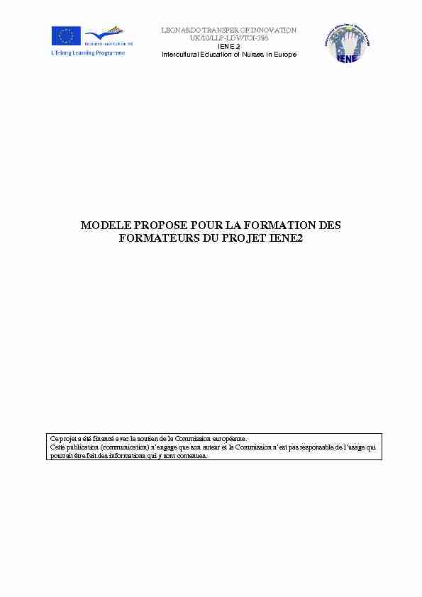 [PDF] MODELE PROPOSE POUR LA FORMATION DES FORMATEURS
