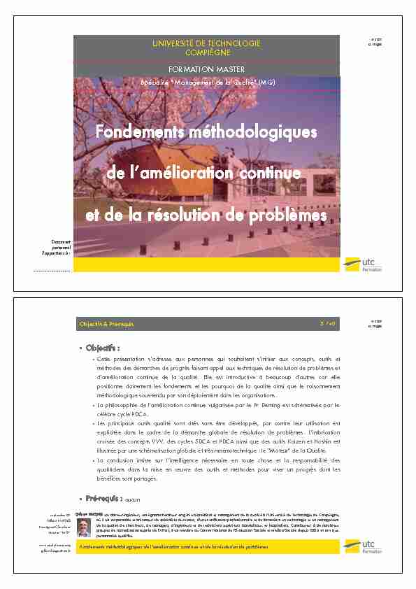 [PDF] Fondements méthodologiques de lamélioration  - UTC Compiègne