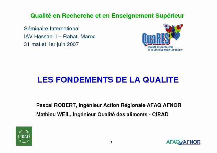 [PDF] LES FONDEMENTS DE LA QUALITE - Agritrop - Cirad