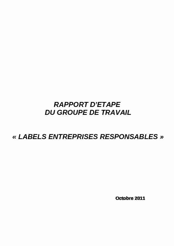 rapport detape du groupe de travail « labels entreprises responsables