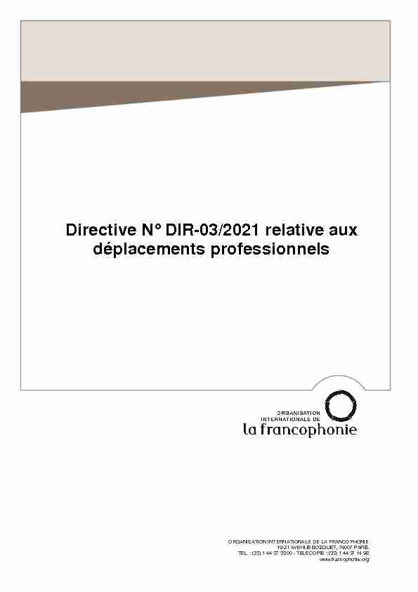 Directive N° DIR-03/2021 relative aux déplacements professionnels