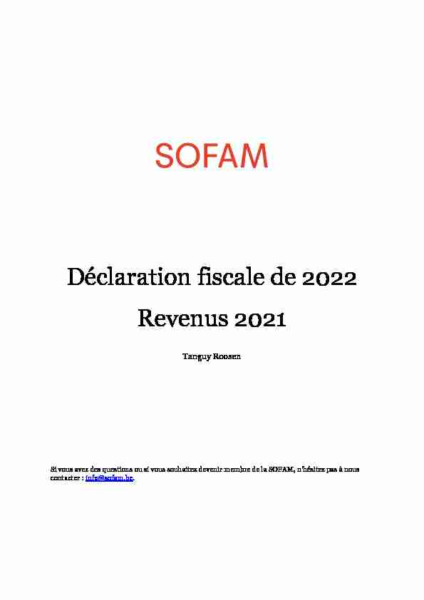 Déclaration fiscale de 2022 Revenus 2021