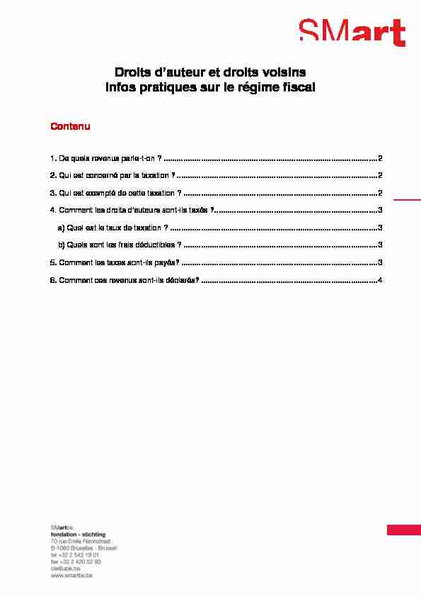 [PDF] Droits dauteur et droits voisins Infos pratiques sur le régime fiscal