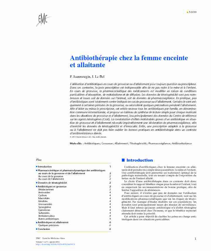 [PDF] Antibiothérapie chez la femme enceinte et allaitante