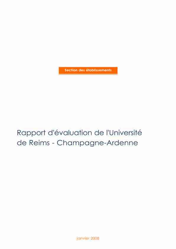 Rapport dévaluation de lUniversité de Reims - Champagne