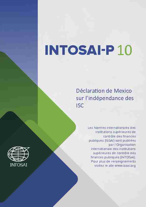 INTOSAI-P 10 - Déclaration de Mexico sur lindépendance des ISC
