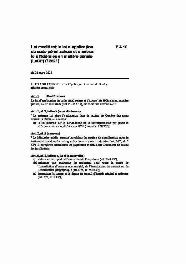 pdf Loi modifiant la loi d’application E 4 10 du code pénal