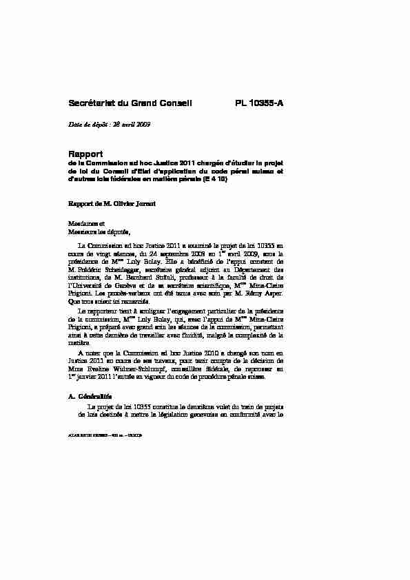 PL 10355A - dapplication du code pénal suisse et dautres lois