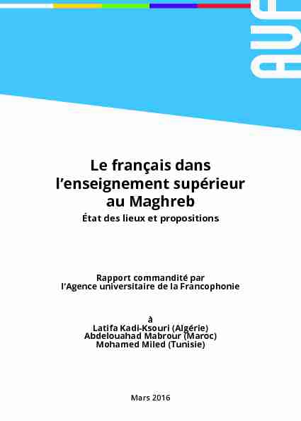 Le français dans lenseignement supérieur au Maghreb
