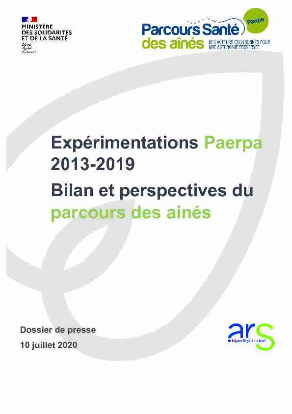 Expérimentations Paerpa 2013-2019 Bilan et perspectives du