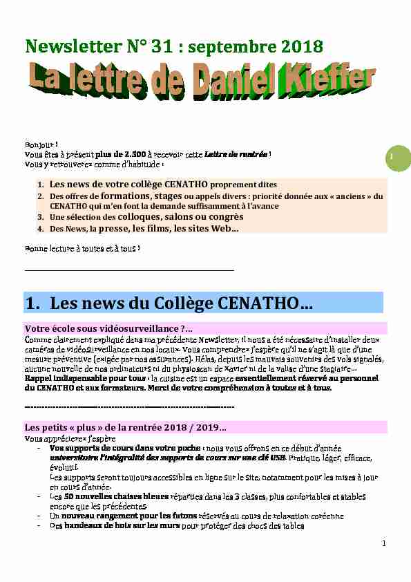 [PDF] Newsletter N° 31 septembre 2018 _2_ - Cenatho