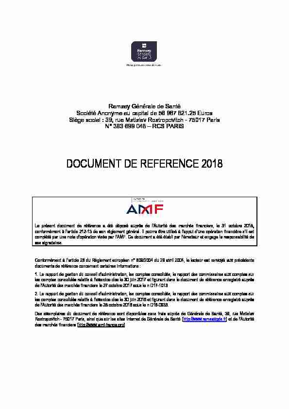 DOCUMENT DE REFERENCE 2018