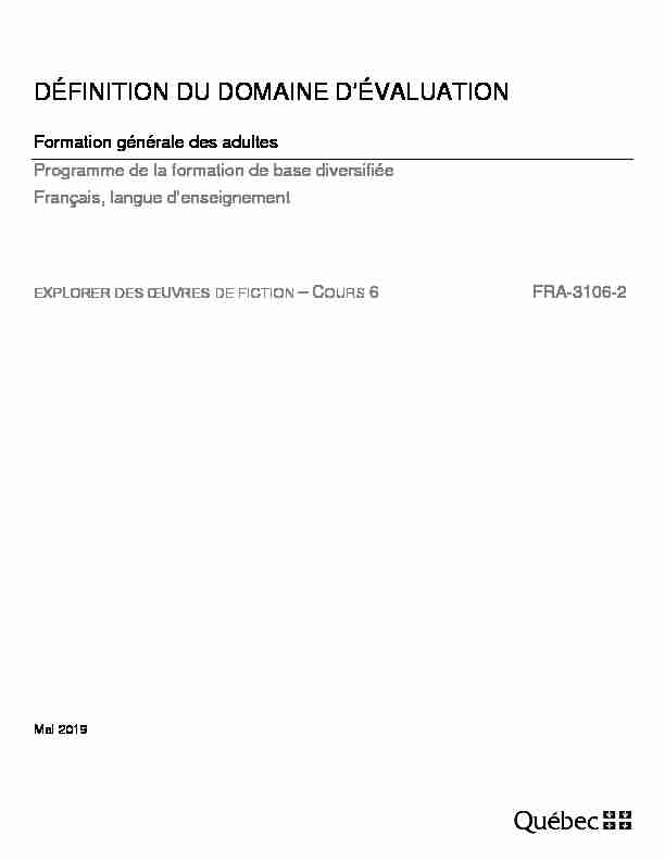 DÉFINITION DU DOMAINE DÉVALUATION - Formation générale