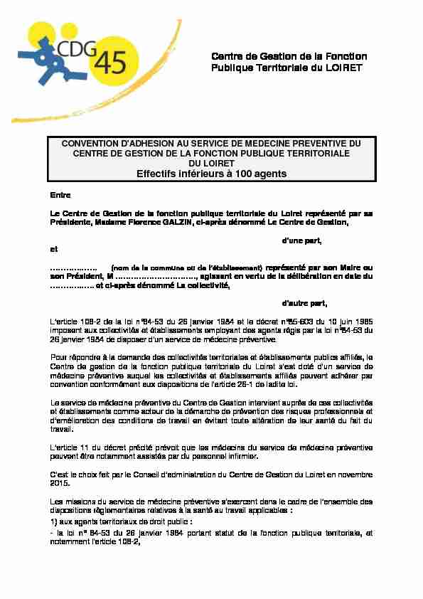 [PDF] Centre de Gestion de la Fonction Publique Territoriale du LOIRET