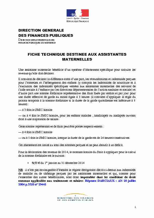 DIRECTION GENERALE DES FINANCES PUBLIQUES FICHE