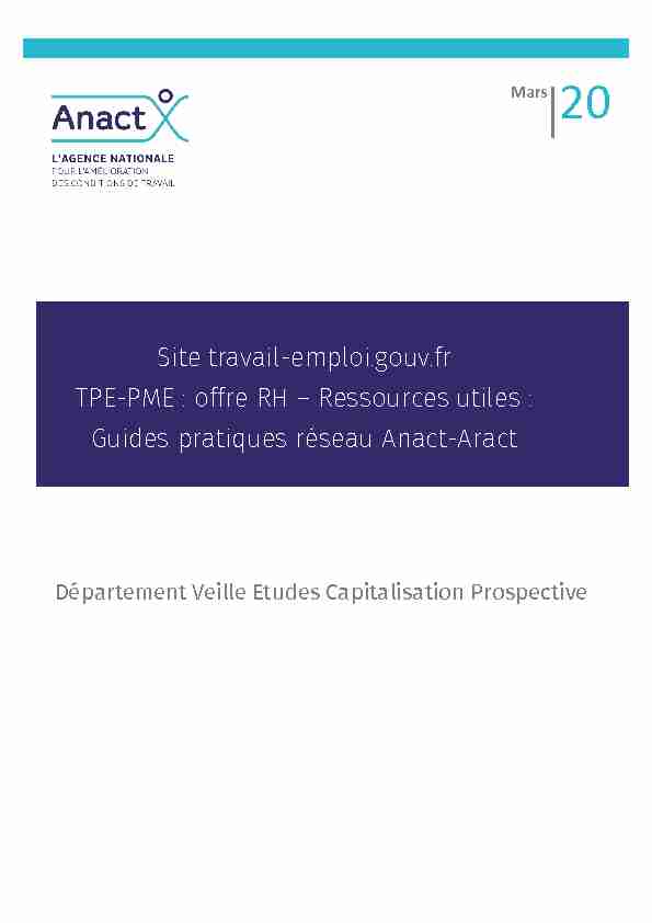 Guides Anact-Aract pour rubrique TPE-PME travail.gouv.fr