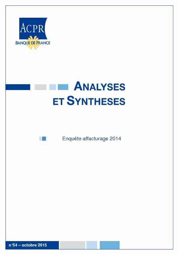 Analyses et synthèses - enquête affacturage 2014