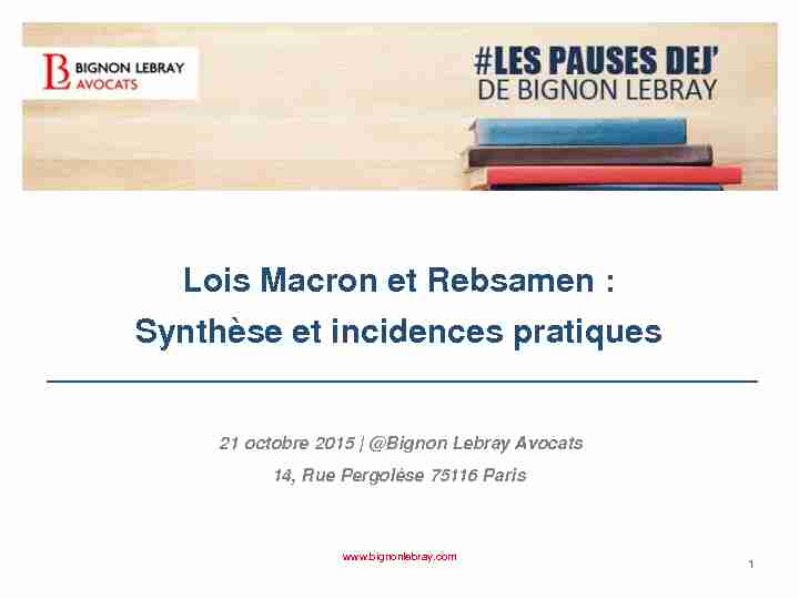 Lois Macron et Rebsamen : Synthèse et incidences pratiques